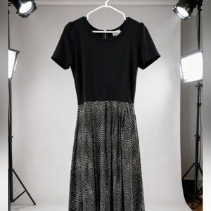 LuLaRoe Black and Gray Midi Dress